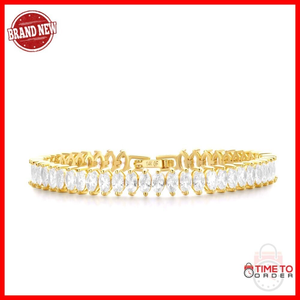 Classic Gold Tennis Bracelet Elegant Minimal Chic Oval Stone Cut Jewelry